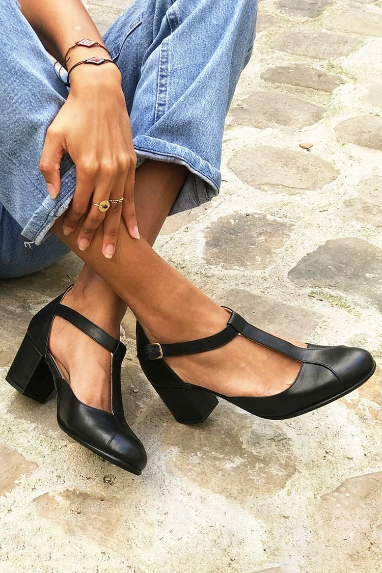 RACHELE | Elegante T-Bar-Pumps mit niedrigem Absatz für einen raffinierten Look