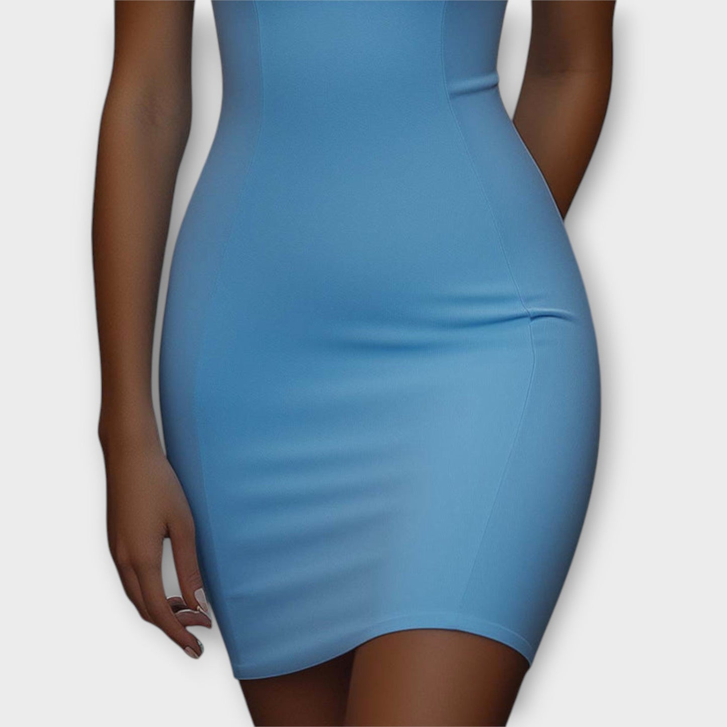 Maja - Blaues Stretch Bodycon Mini Kleid