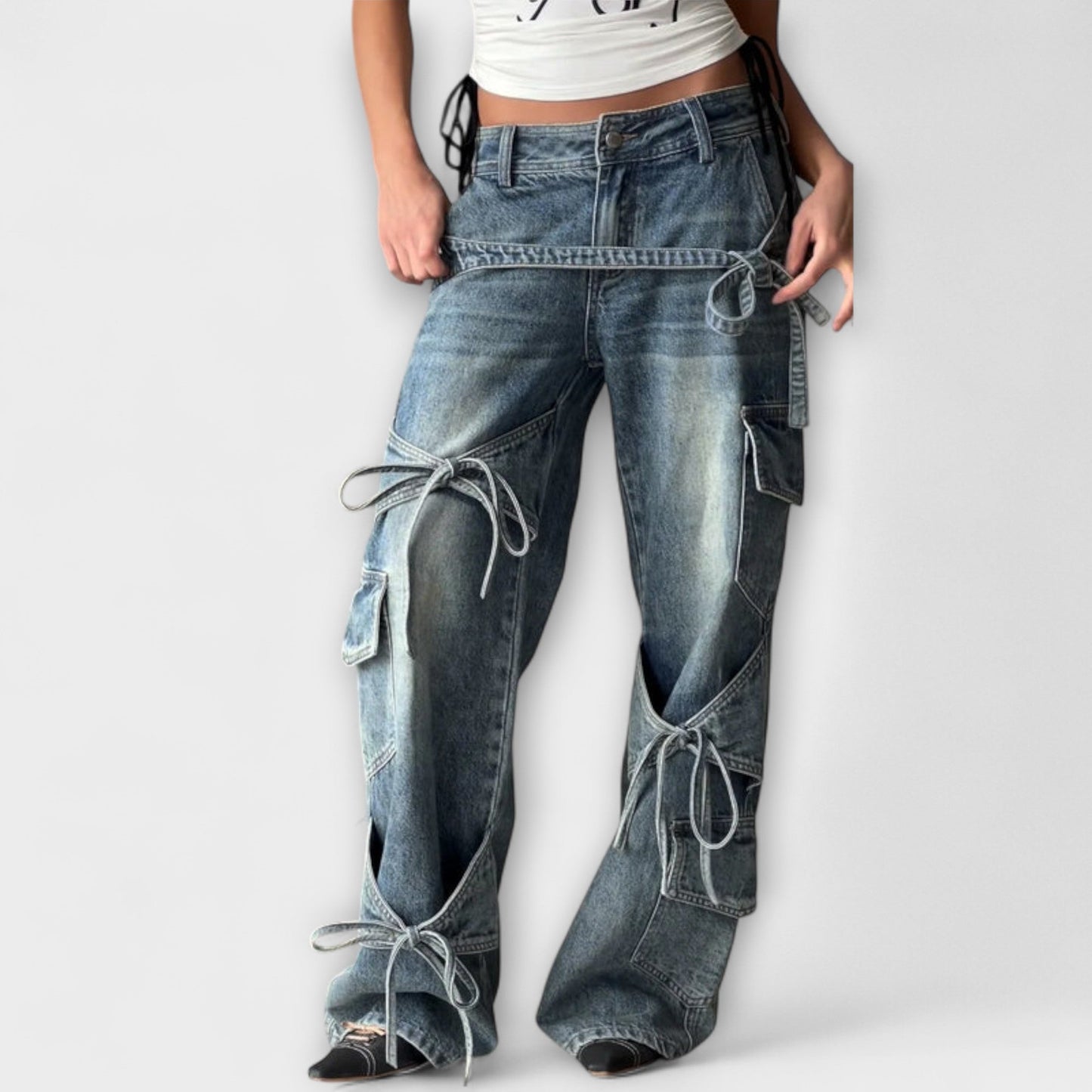 Paloma - Utility Denim Jeans mit Knotendetail