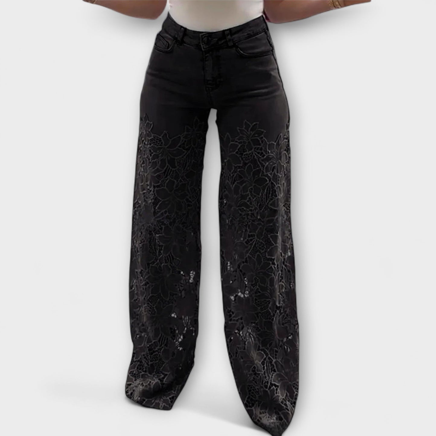 Trendige Spitzen-Patchwork-Jeans