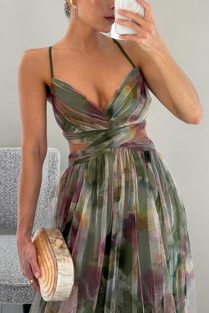 Eirith ™ | Elegantes bedrucktes Maxikleid mit Schnürung