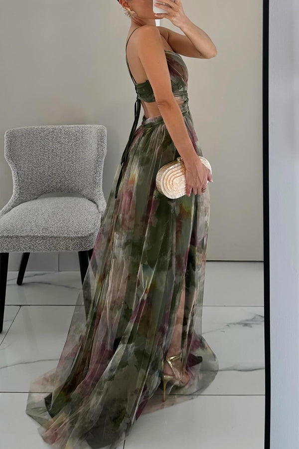 Eirith ™ | Elegantes bedrucktes Maxikleid mit Schnürung
