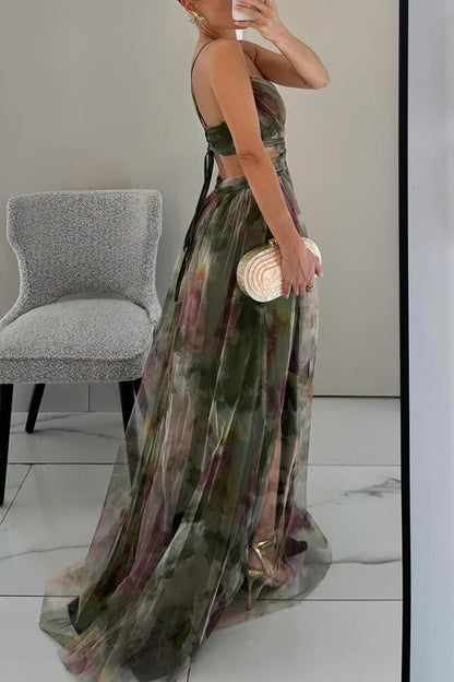 Eirith ™ | Elegantes bedrucktes Maxikleid mit Schnürung