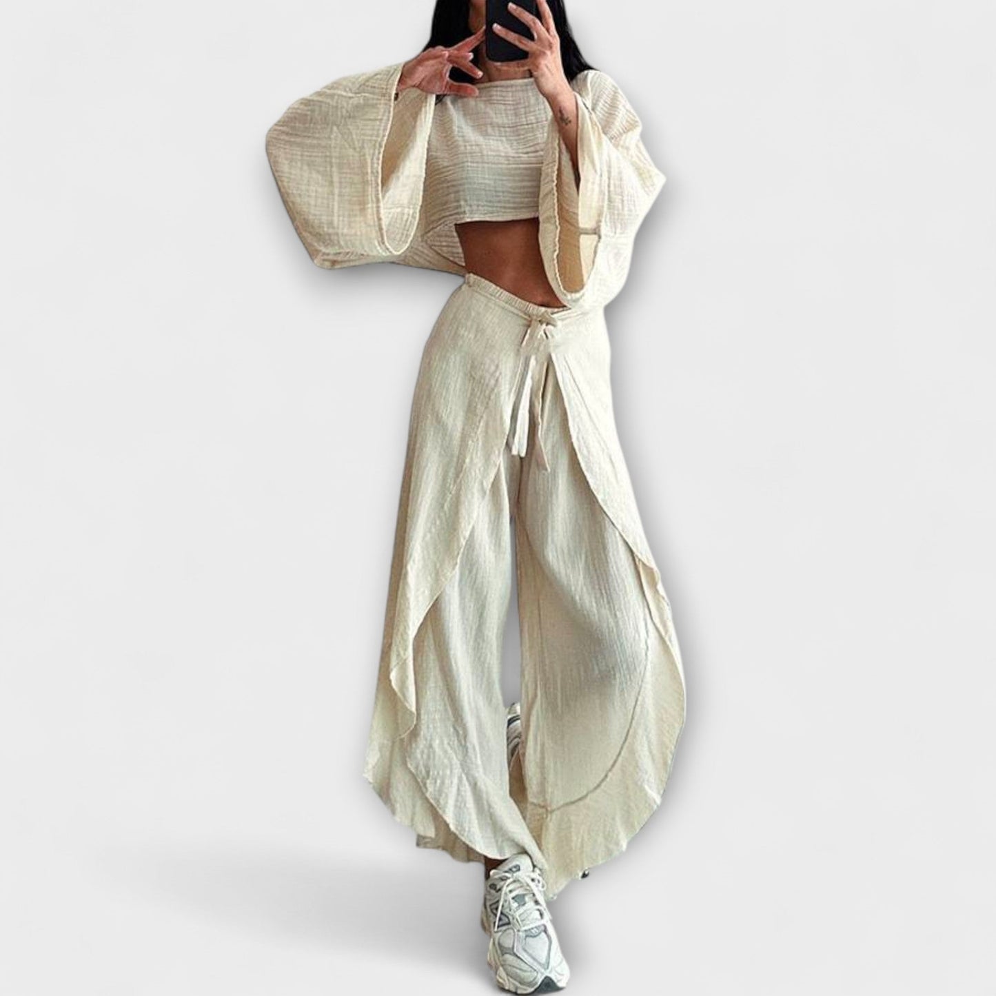 Joanna - Tailloses Zweiteiliges Set aus Baumwolle und Leinen