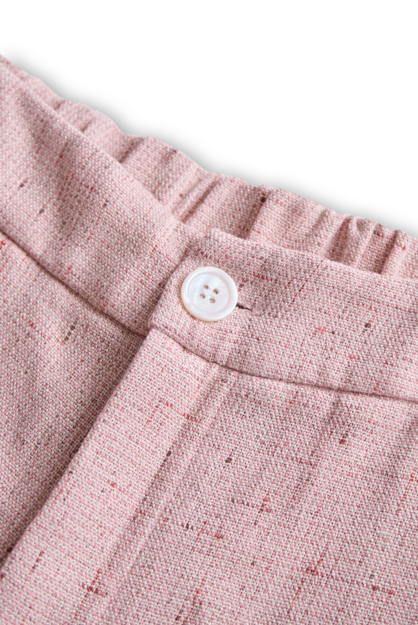 Chic Weicher Rosa Tweed-Anzug mit Femininer Schnittführung und Perlenakzenten