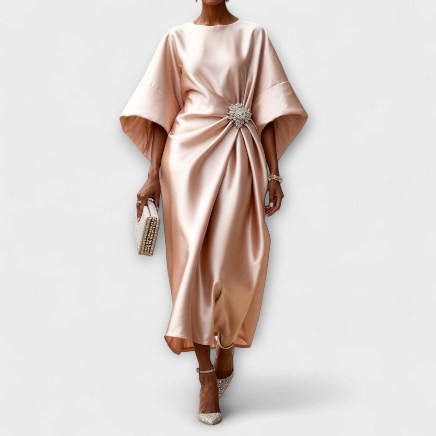 Aurora Luxe Shimmer Satin Langkleid