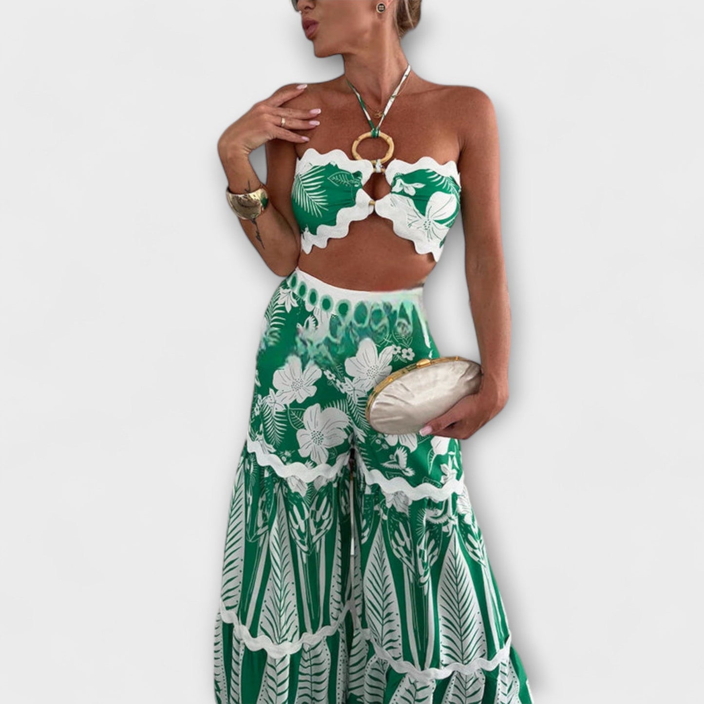 Zella - Cassie Ric Rac Trim Halter Ring Set