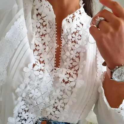 Marga | Geblümte Bluse mit Spitzenmuster