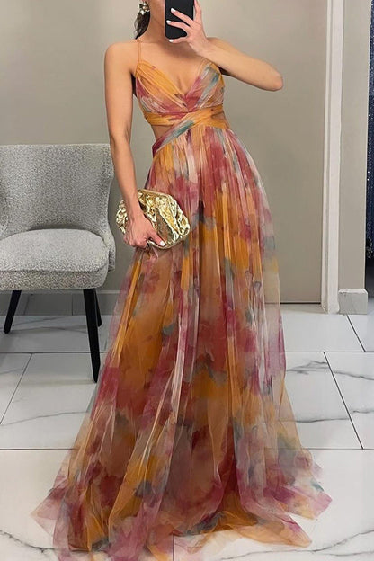 Eirith ™ | Elegantes bedrucktes Maxikleid mit Schnürung