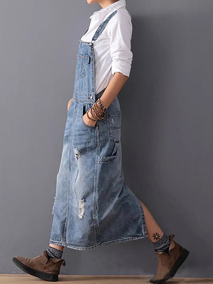 Paula | Lässiges Denim-Latzkleid