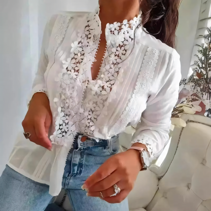 Marga | Geblümte Bluse mit Spitzenmuster