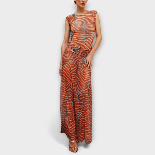 Phoenix - Schimmernder Wellen-Mesh-Bodysuit