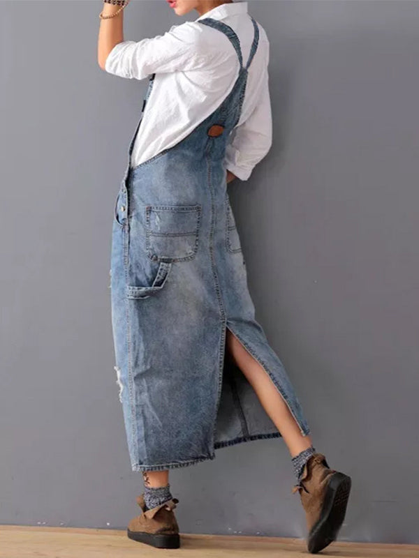 Paula | Lässiges Denim-Latzkleid