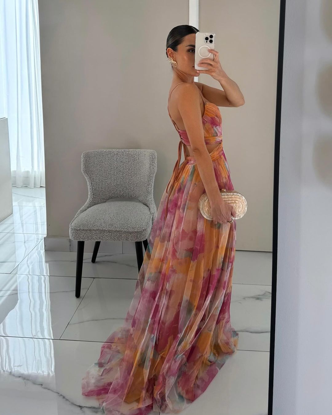 Eirith ™ | Elegantes bedrucktes Maxikleid mit Schnürung