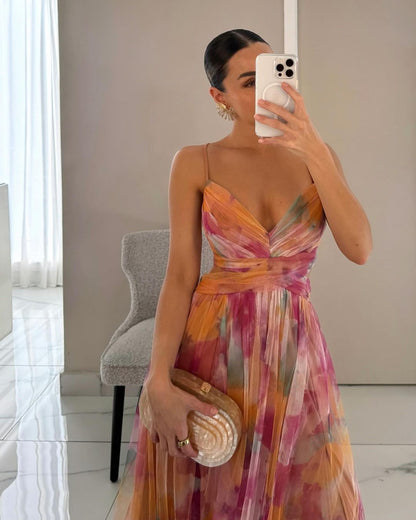 Eirith ™ | Elegantes bedrucktes Maxikleid mit Schnürung