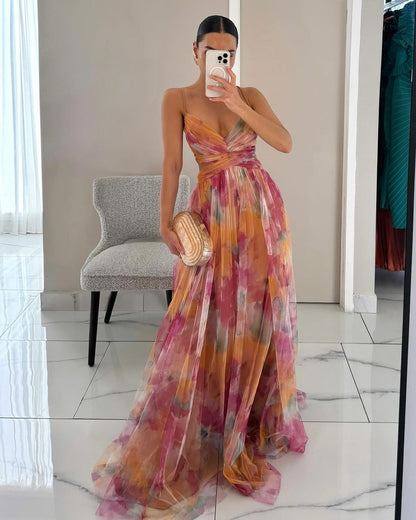 Eirith ™ | Elegantes bedrucktes Maxikleid mit Schnürung
