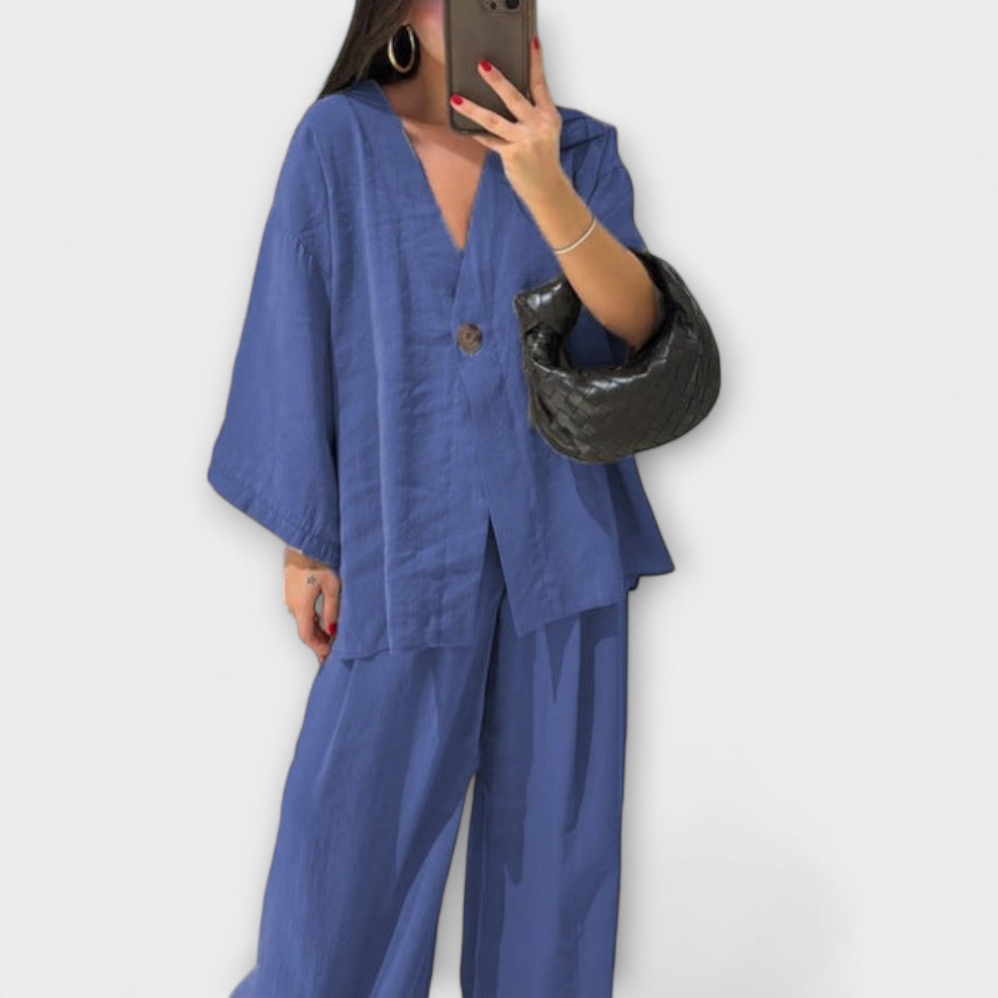 Aurora - Lässiges V-Ausschnitt Top und Hose Duo