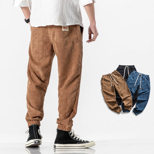 Herren Cordhose Jogger – Lockerer Schnitt, Kordelzugbund