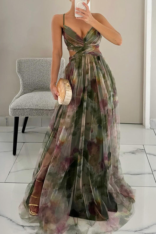 Eirith ™ | Elegantes bedrucktes Maxikleid mit Schnürung