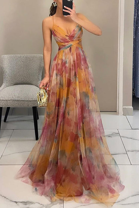 Eirith ™ | Elegantes bedrucktes Maxikleid mit Schnürung