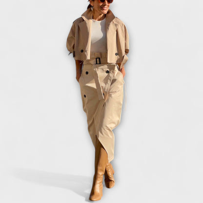 Aurora- Elegante Jacke Midi-Rock mit Taschen