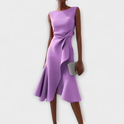 Juliette – Drapiertes asymmetrisches Midikleid