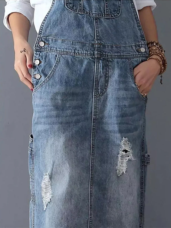 Paula | Lässiges Denim-Latzkleid