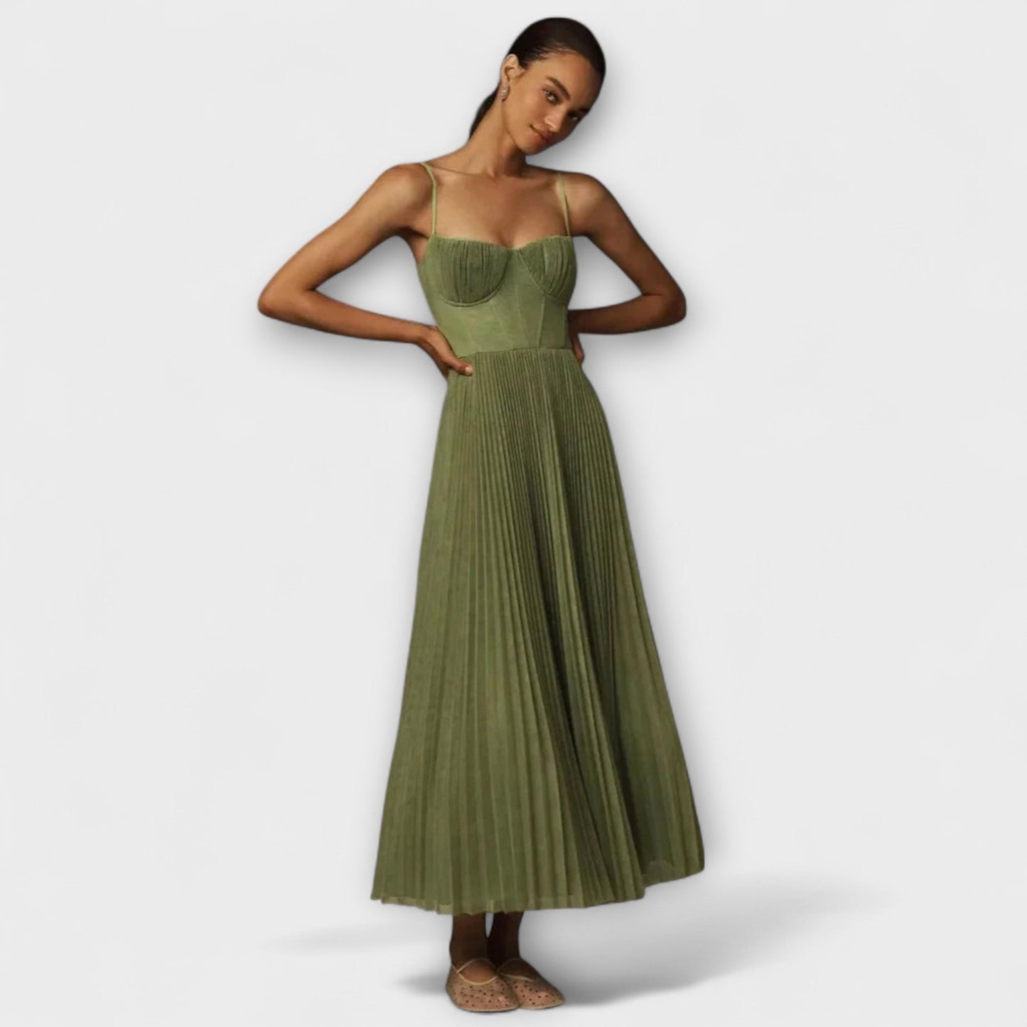 Marilyn - Faltenrock Midi Kleid aus Tüll mit Bustier-Design