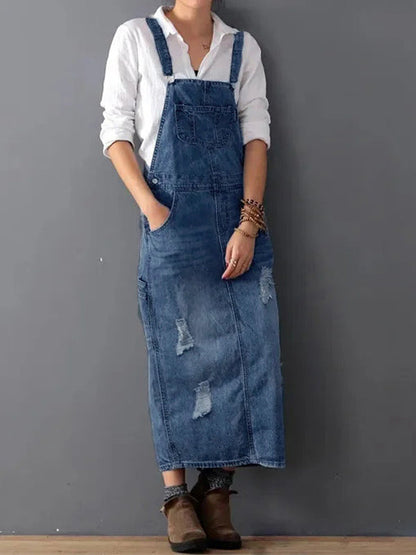 Paula | Lässiges Denim-Latzkleid
