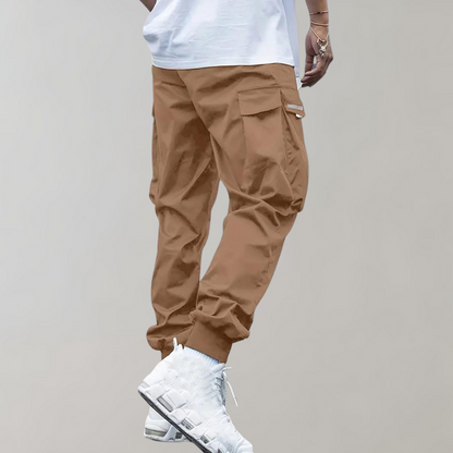 Herren Cargo Jogginghose – Lila Streetwear-Hose mit Reißverschlusstaschen & Bündchen