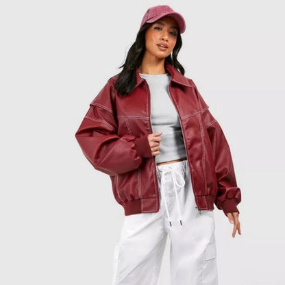 Faye™ - Oversized Lederjacke