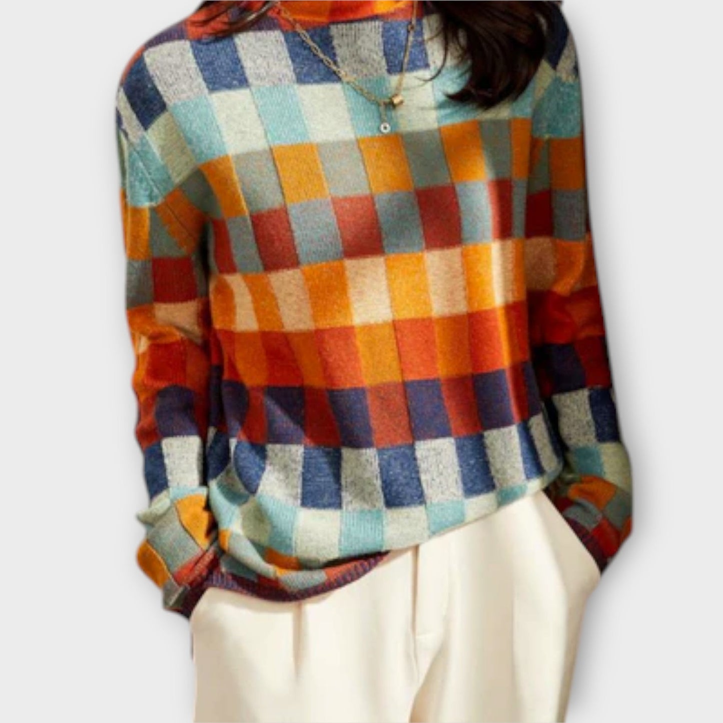 Erika - Patchwork Rollkragenpullover