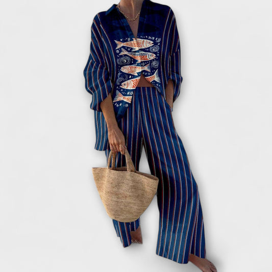 Zairine - Set mit Koi-Muster in Blau