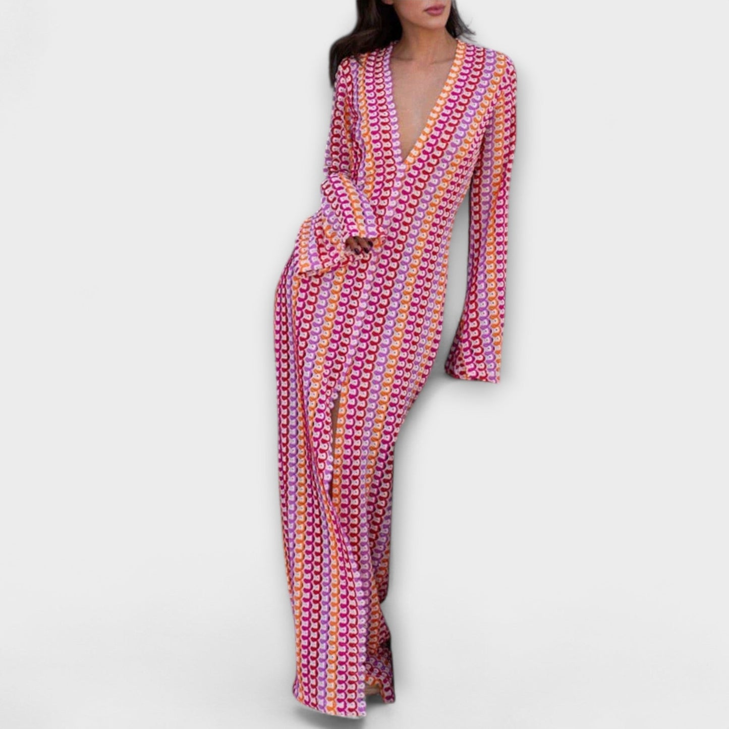 Elina – Maxikleid mit V-Ausschnitt und Urlaubsflair