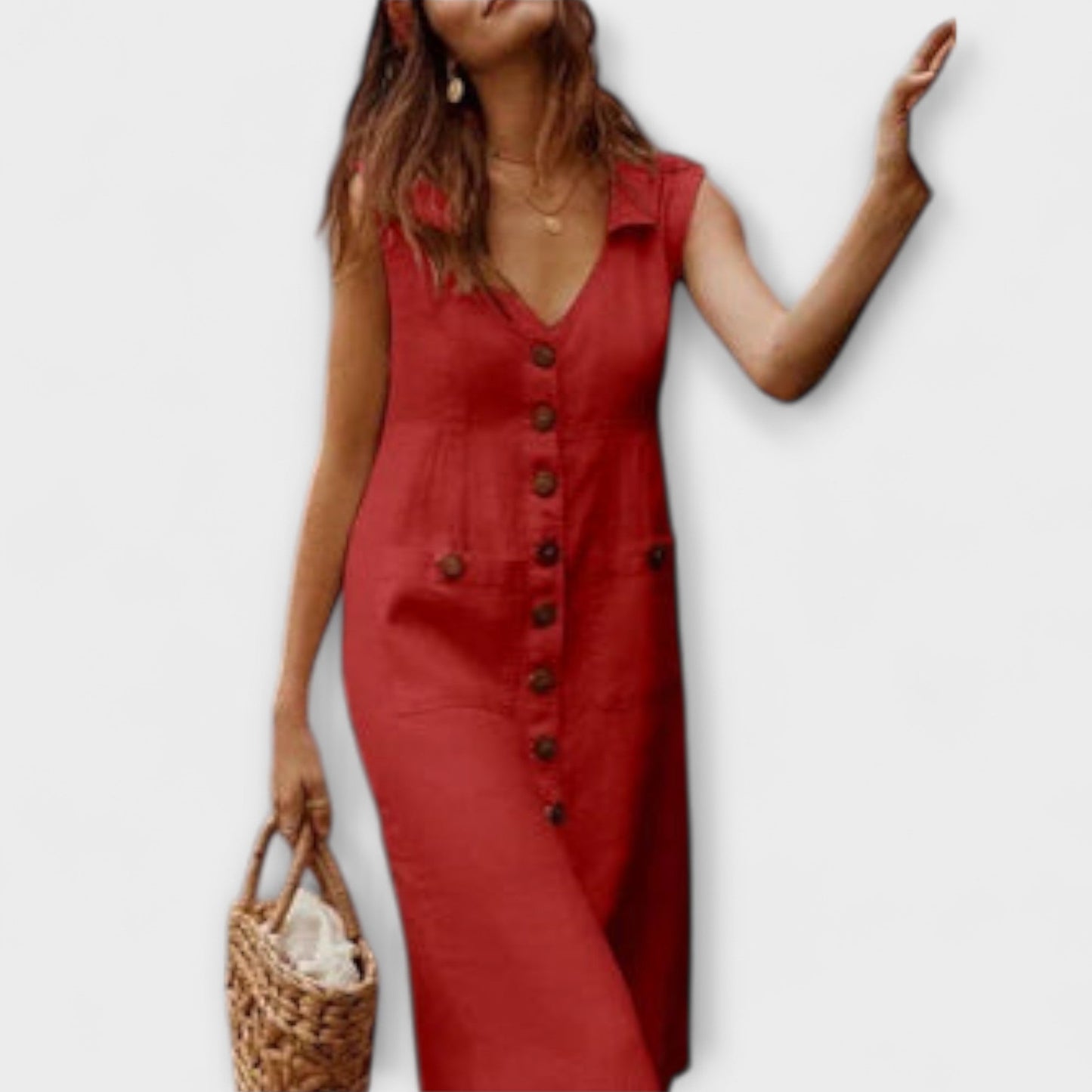 Aurora – A-Linien-Kleid aus Baumwoll-Leinen mit Umlegekragen