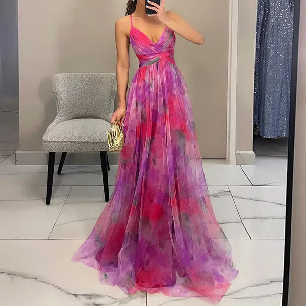 Eirith ™ | Elegantes bedrucktes Maxikleid mit Schnürung