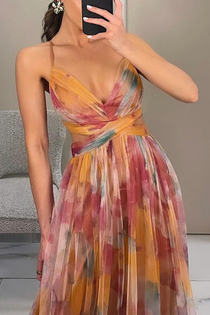 Eirith ™ | Elegantes bedrucktes Maxikleid mit Schnürung