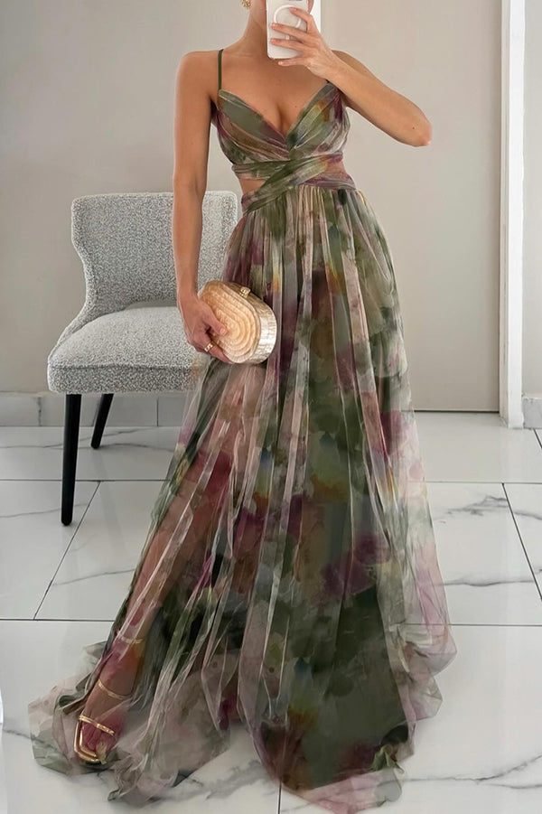 Eirith ™ | Elegantes bedrucktes Maxikleid mit Schnürung