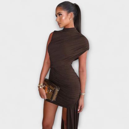 Aurora - Schickes, schmal geschnittenes Kleid mit Rundhalsausschnitt und Plissee
