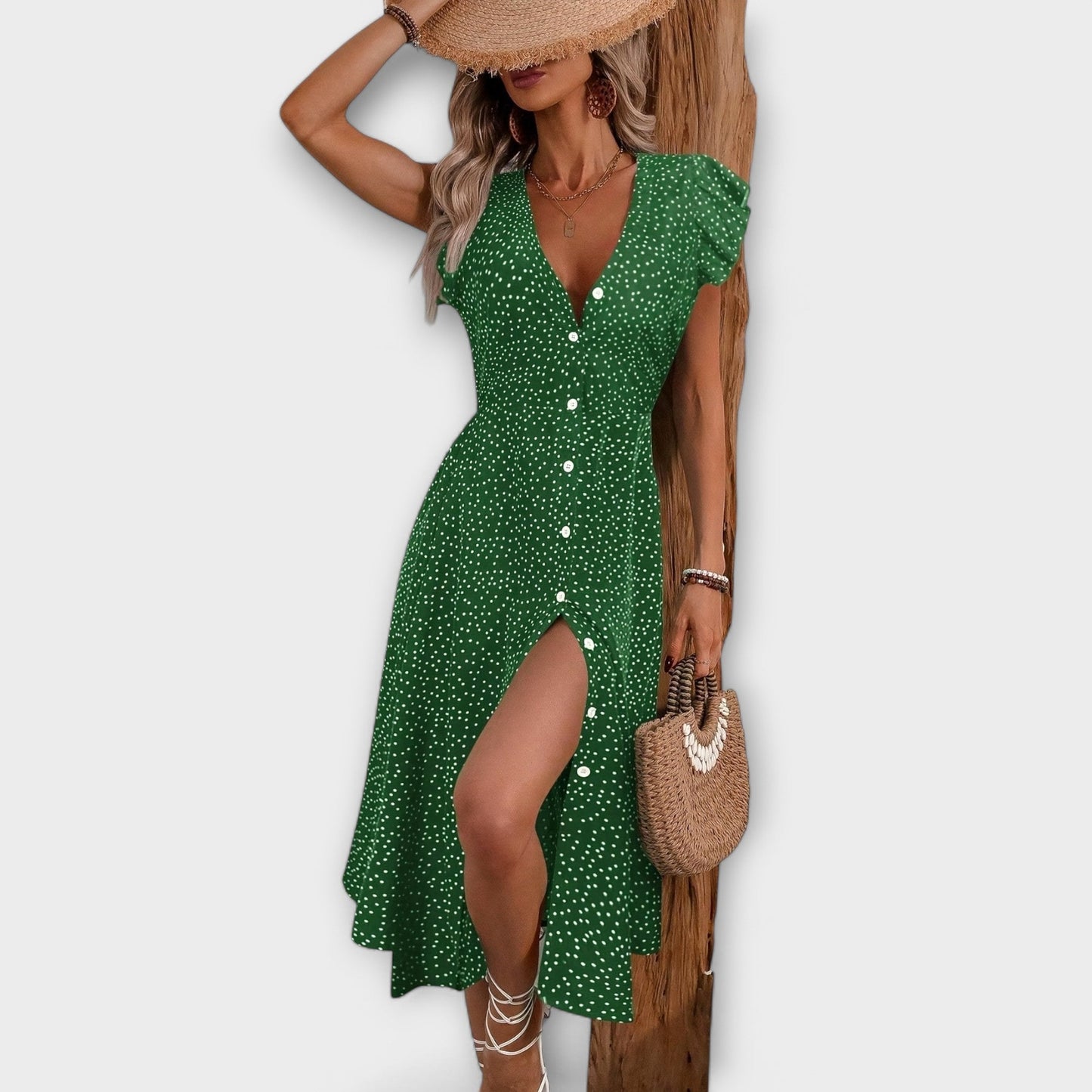 Schickes Polka-Dot-Midi-Kleid