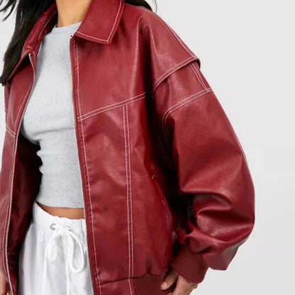 Faye™ - Oversized Lederjacke