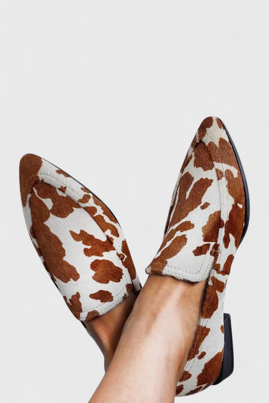 Mokassins aus Leder Griechenland mit niedrigem Absatz und spitzem Fuß