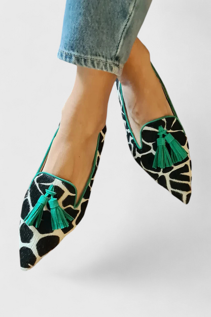 Fermina Elegante Mokassins mit Spitzem und Bicolor-Design