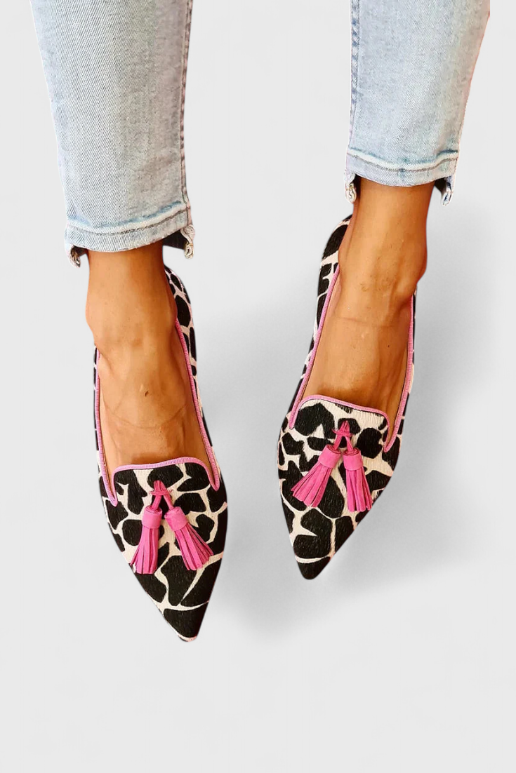 Fermina Elegante Mokassins mit Spitzem und Bicolor-Design