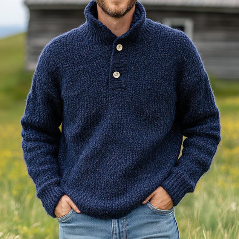Strickpullover für Herren mit zwei Knöpfen
