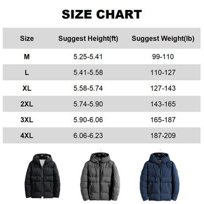 Dicker, isolierter und warmer Wintermantel mit Kapuze für Herren